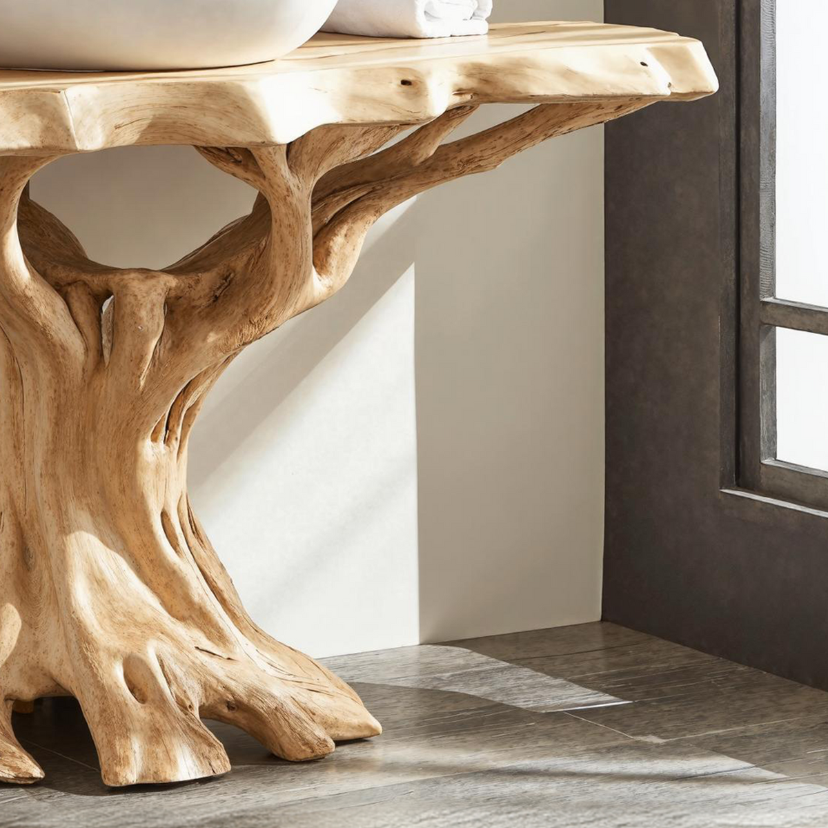 Live Edge Natural Wood Bathroom Vanity Top, Farmhouse Style - view 3