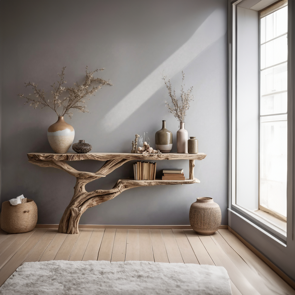 Farmhouse Wood Hallway Console Table with Solid Frame - view 2