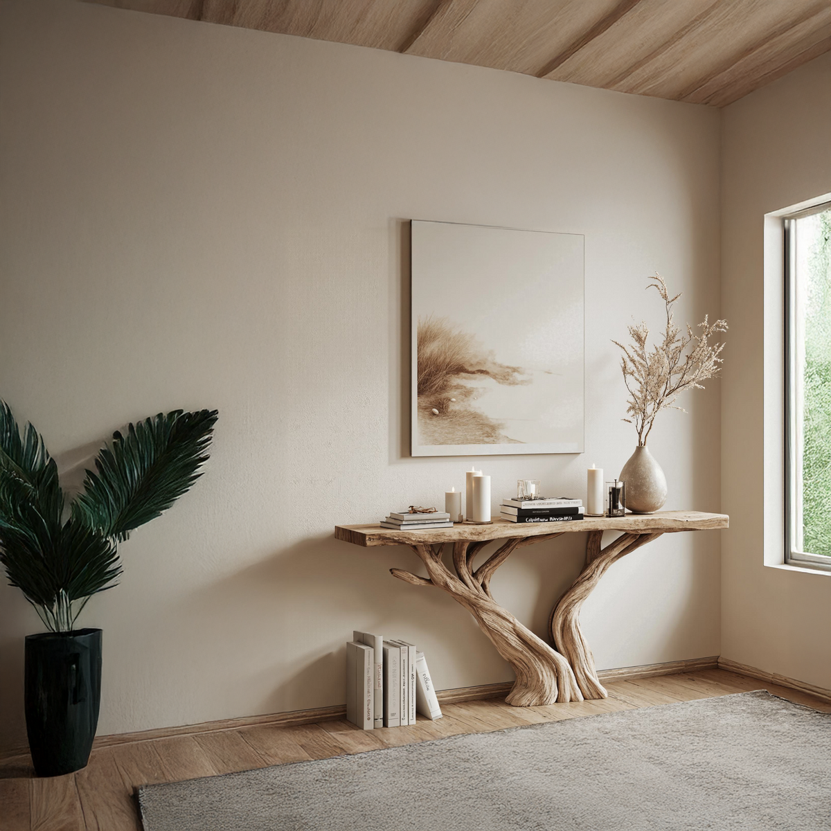 Rustic Live Edge Console Table in Natural Solid Wood - view 2