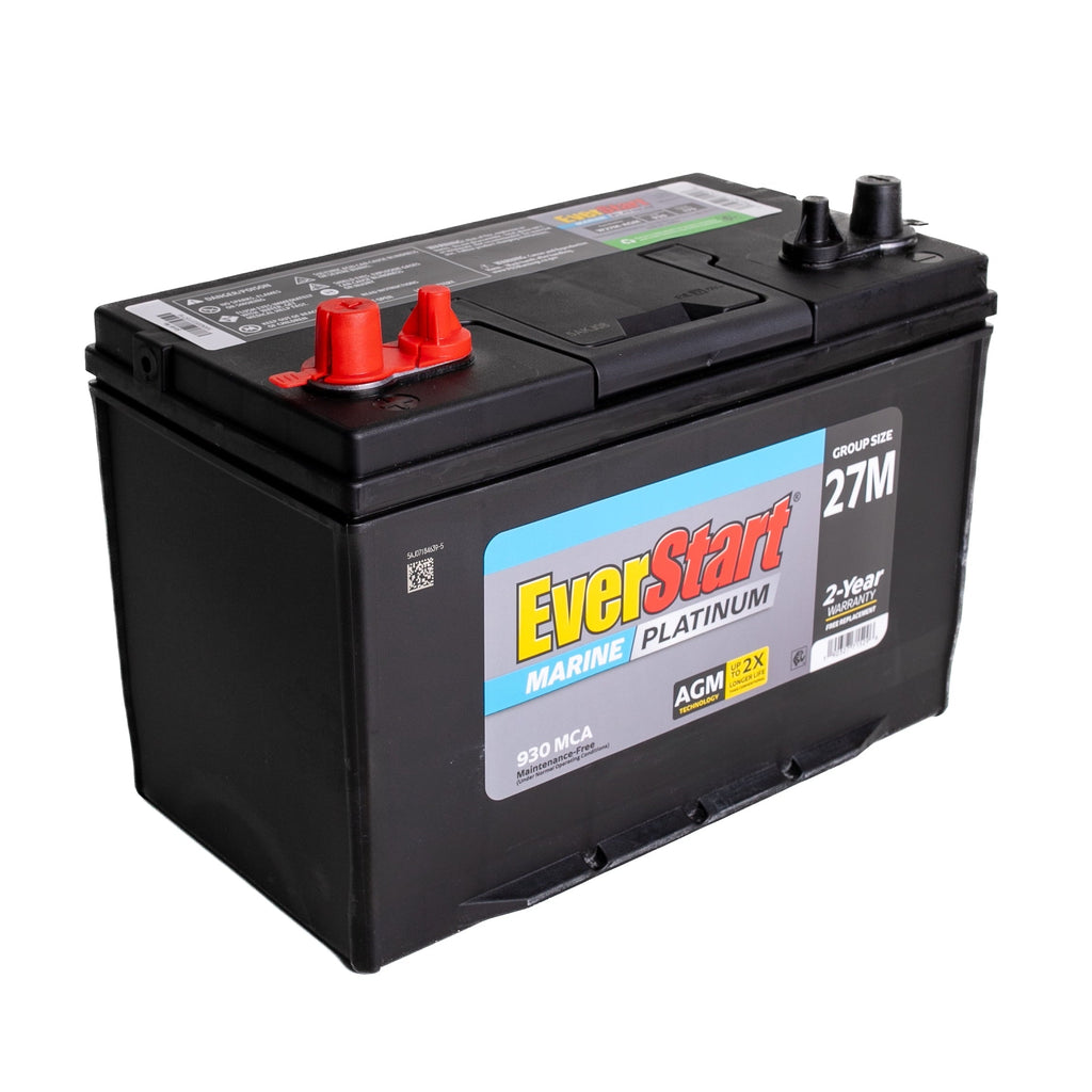 EverStart Platinum AGM Marine Deep Cycle Battery, Group 27M, 930 MCA, 175 RC, 12V