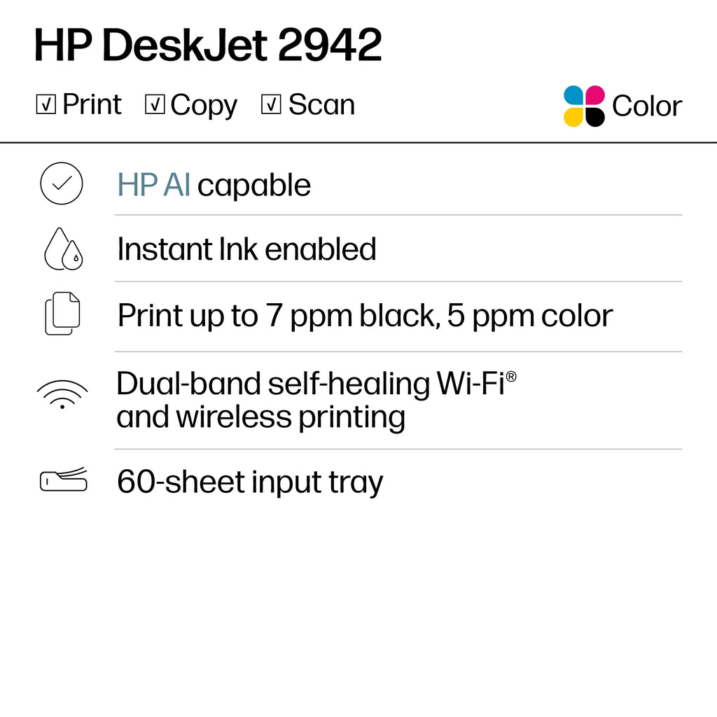 HP DeskJet 2942 Wireless All-in-One Color Inkjet Printer, 3 Months Free Instant Ink, Retro Sky Blue