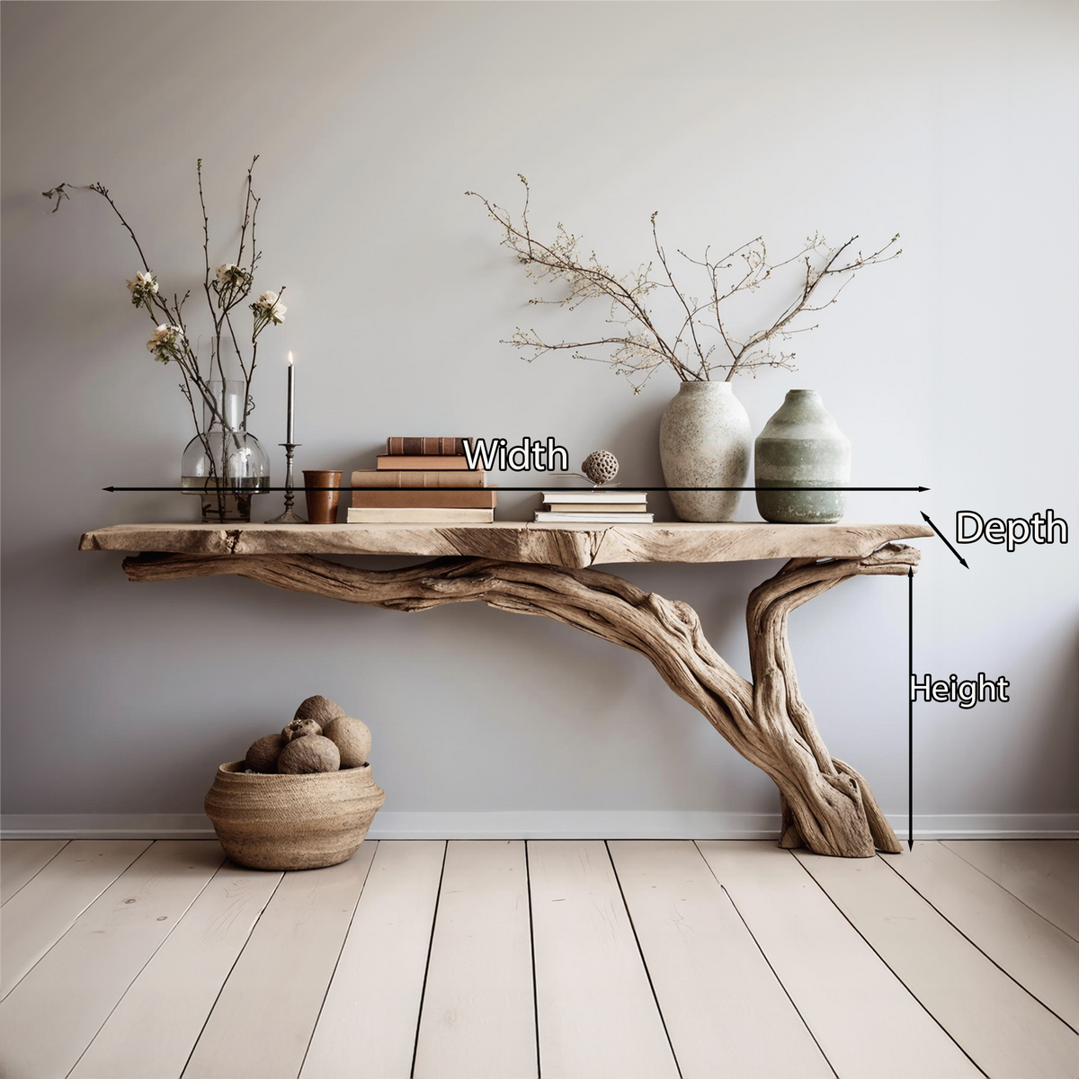 Solid Wood Rustic Console Table for Entryway and Hallway - view 5