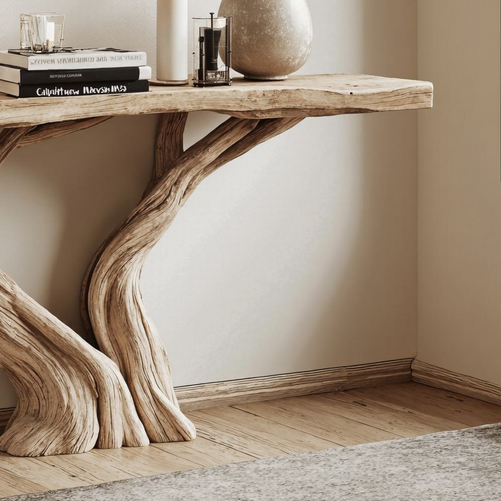 Rustic Live Edge Console Table in Natural Solid Wood - view 4