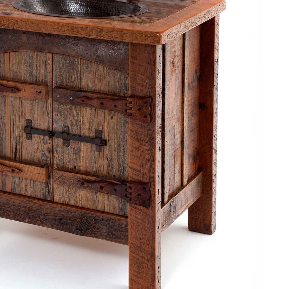 Live Edge Floating Wood Bathroom Sink Vanity, Mid-Century Style - view 4