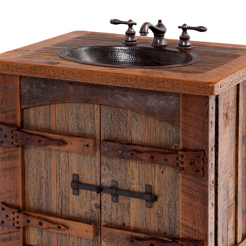 Live Edge Floating Wood Bathroom Sink Vanity, Mid-Century Style - view 3