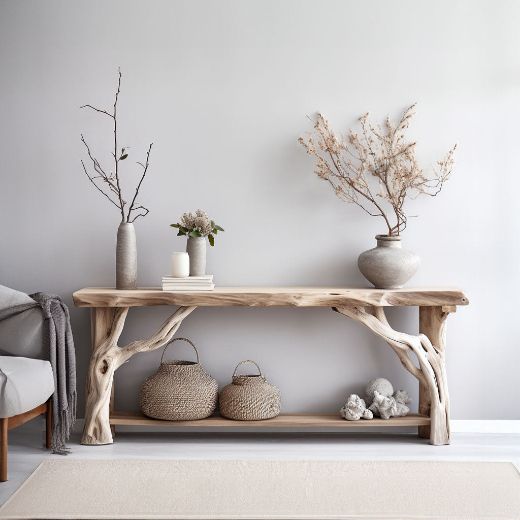 Rustic Modern Natural Wood Console Table with Clean Lines