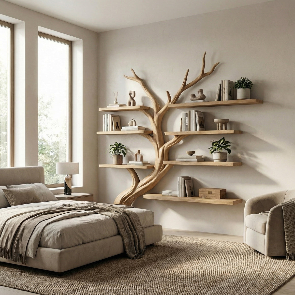 Driftwood Branch Floating Wall Shelf with Tree Design - view 5