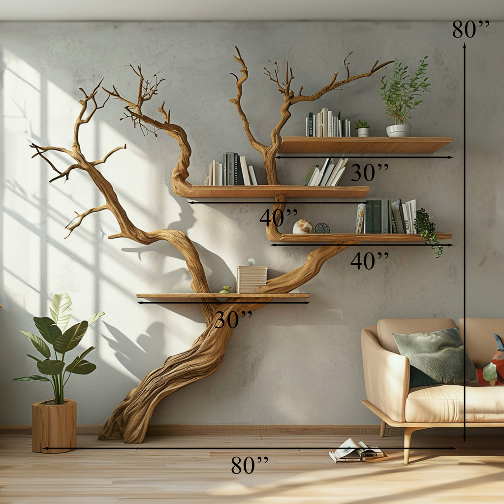 Tree Branch Wall Mounted Floating Bookshelf 80 x 80 Inch - view 3