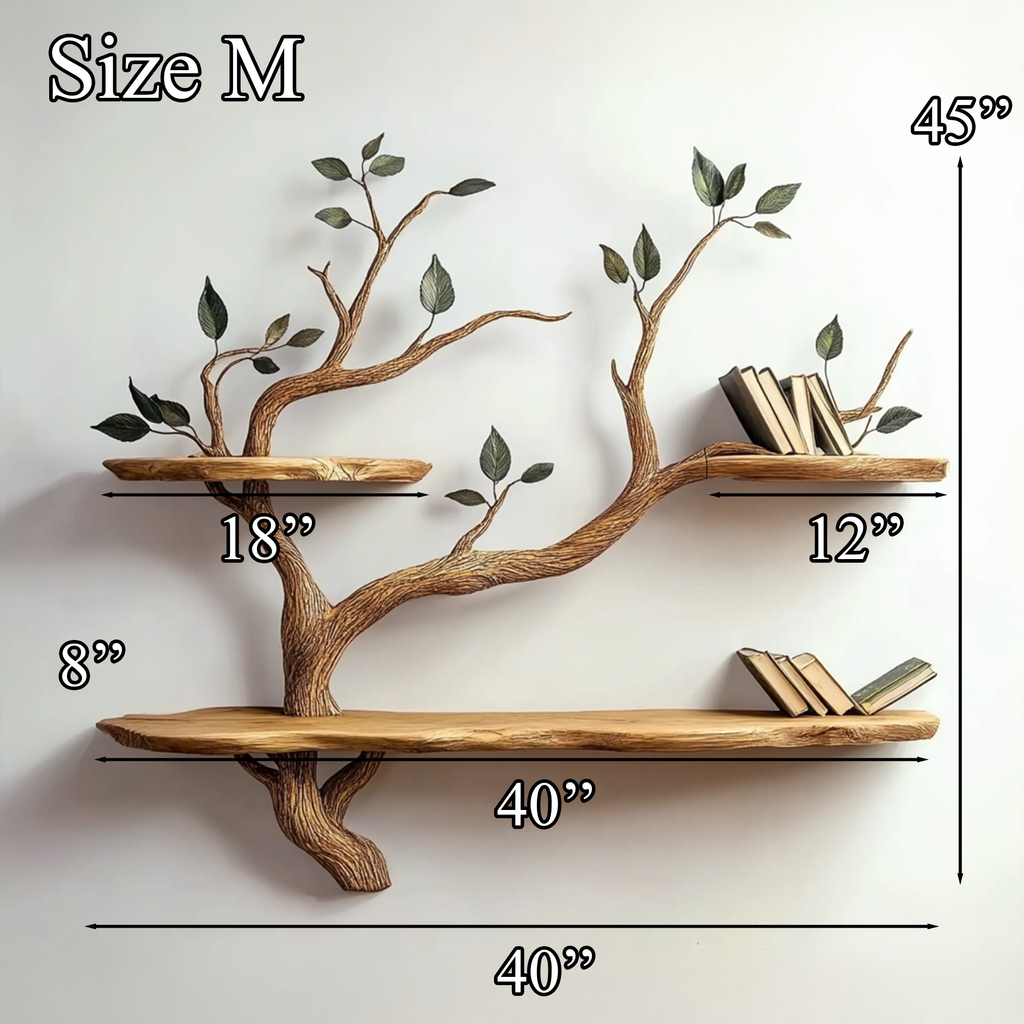 Compact Wood Tree Branch Floating Bookcase for Small Walls - view 8