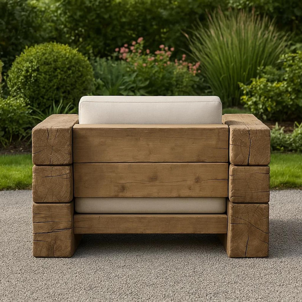 Rustic Solid Wood Outdoor Sofa Set for Garden and Patio Lounging - view 4