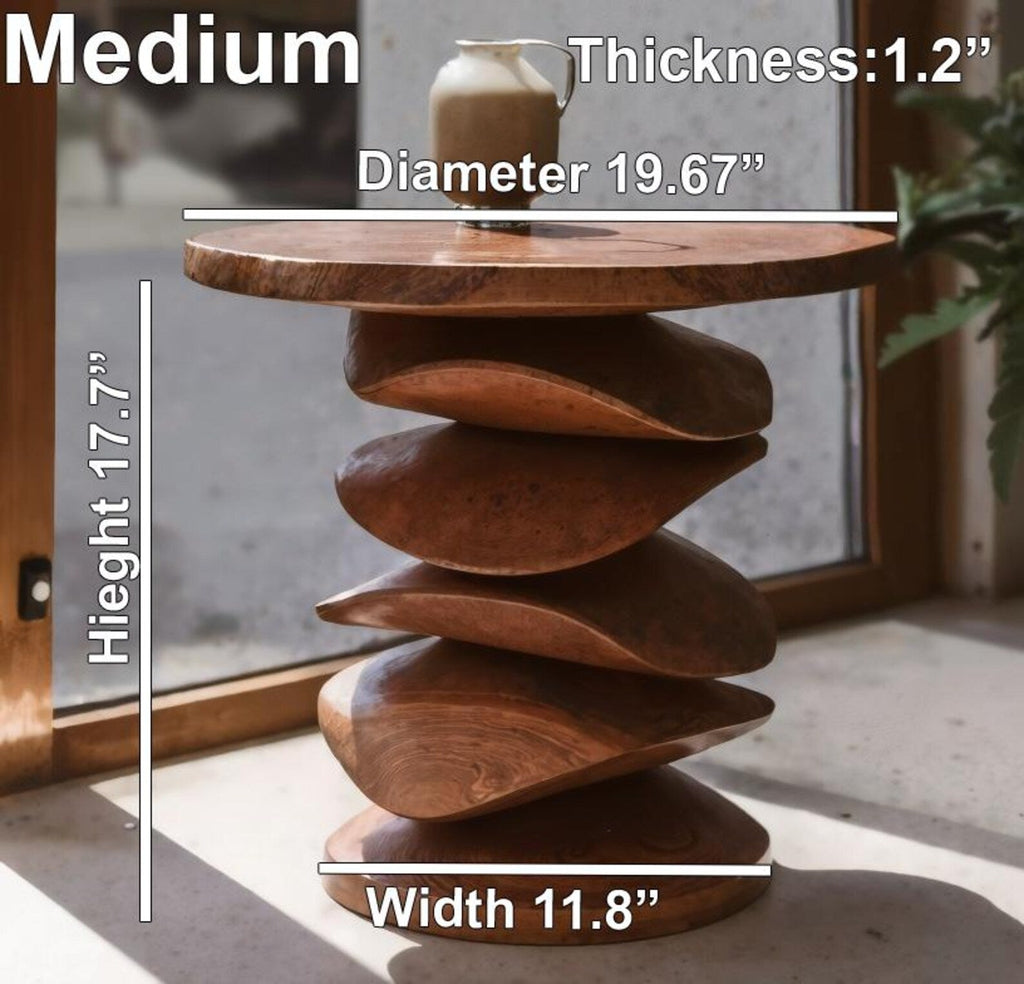 Sculptural Solid Wood Side Table for Living Room or Balcony - view 3