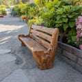 Rustic Solid Log Wood Garden Bench with Backrest for Patio