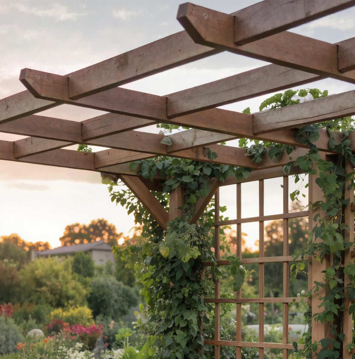 Rustic Solid Wood Garden Pergola Trellis for Patio or Yard - view 3