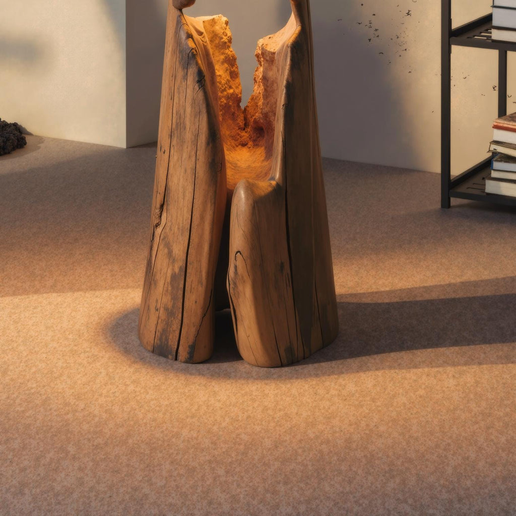 Rustic Hollowed Log Wooden Floor Lamp for Living Room and Bedroom - view 3