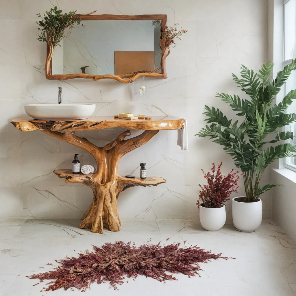 Reclaimed Wood Live Edge Bathroom Vanity in Farmhouse Style - view 7
