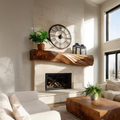 Solid Wood Block Fireplace Mantel with Sculpted Grain Surface