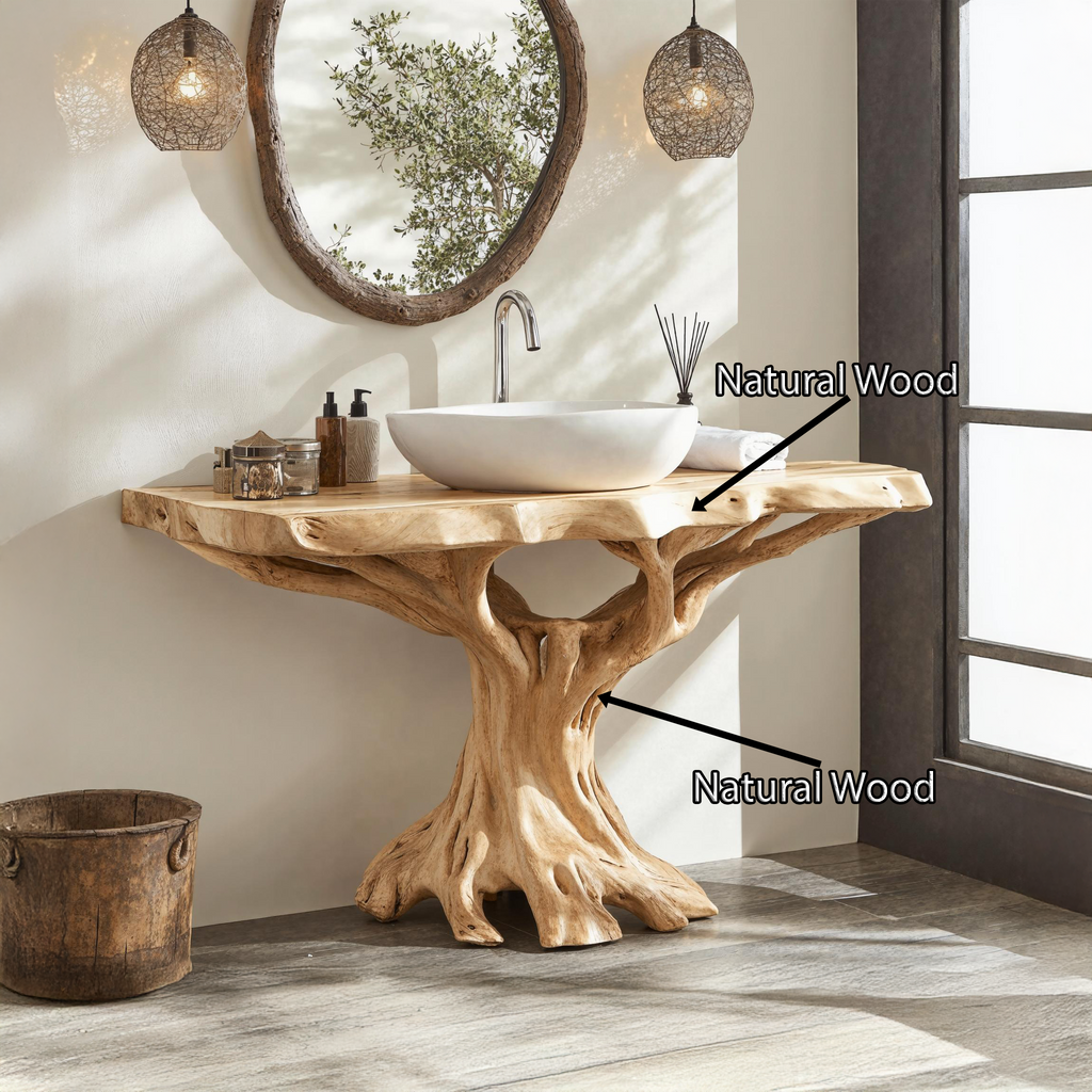 Live Edge Natural Wood Bathroom Vanity Top, Farmhouse Style - view 5