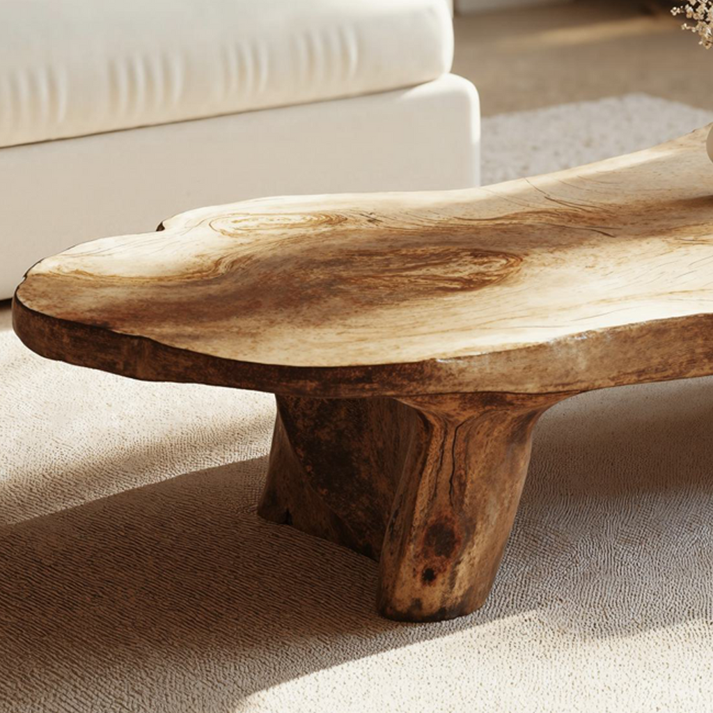 Handcrafted Natural Wood Coffee Table with Oil and Wax Finish - view 3
