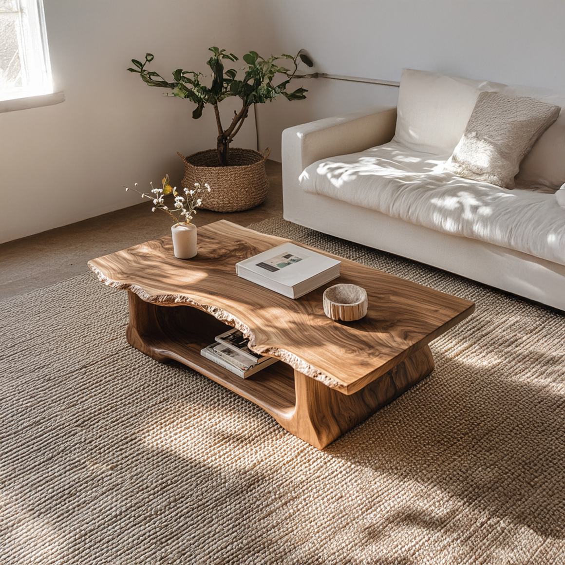 Monkey Pod Live Edge Coffee Table with Rustic Finish