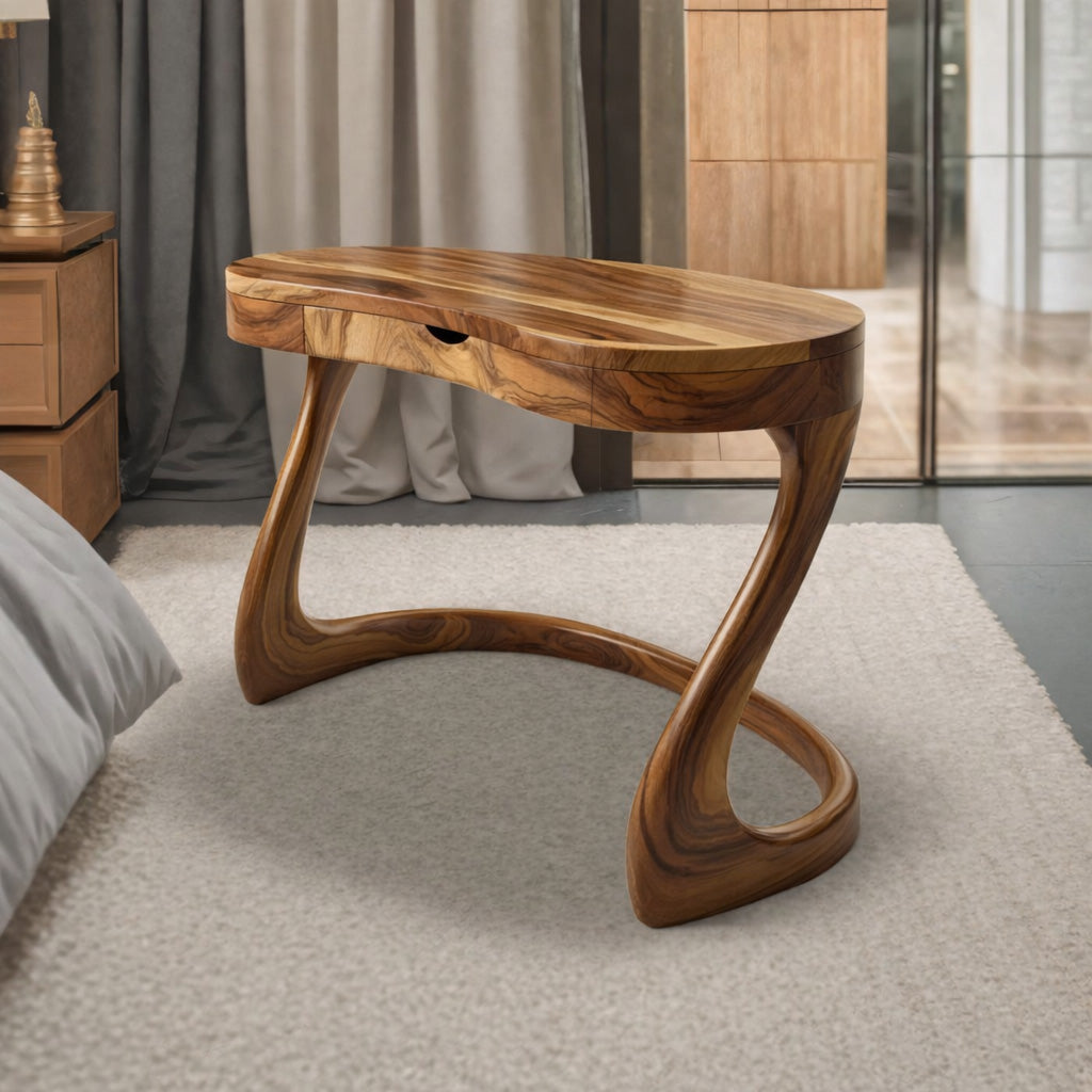 Sculpted Solid Wood Desk with Drawers for Minimalist Home Office