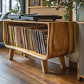 Solid Wood Record Player Stand with Open Vinyl Storage