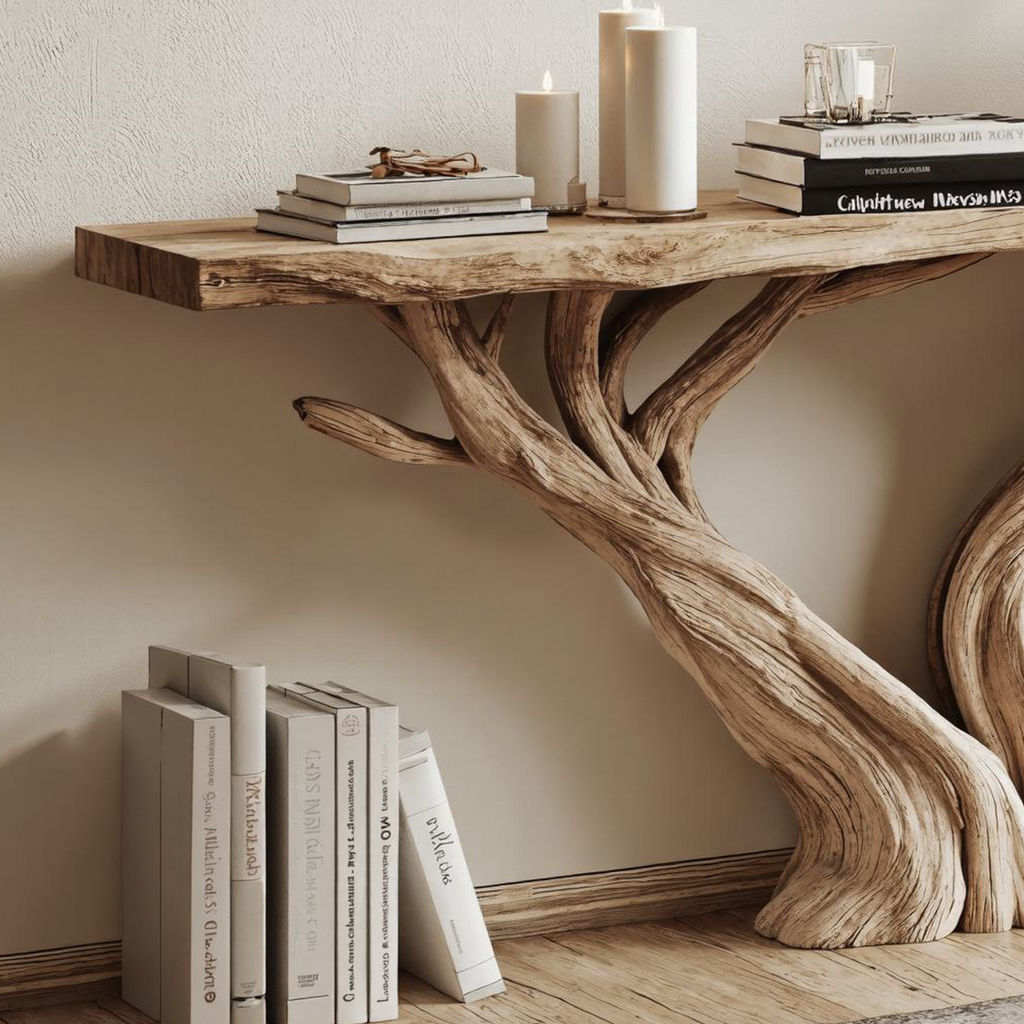 Rustic Live Edge Console Table in Natural Solid Wood - view 3