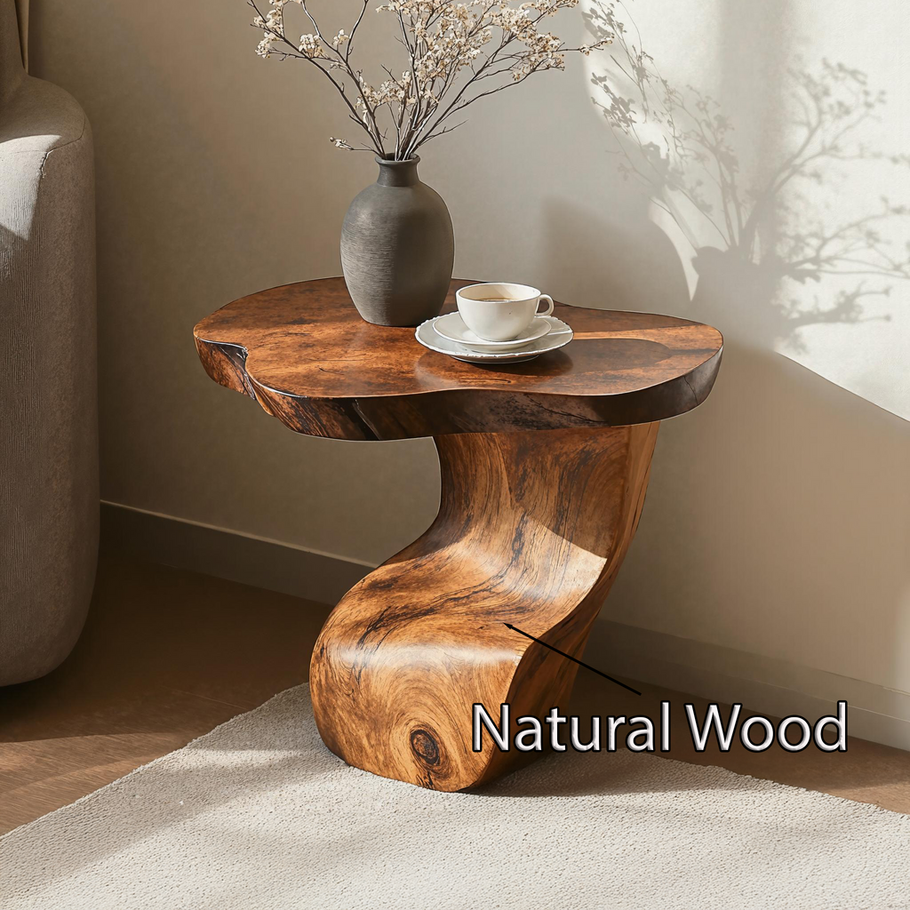 Modern Solid Wood End Table with Wax and Oil Finish - view 5