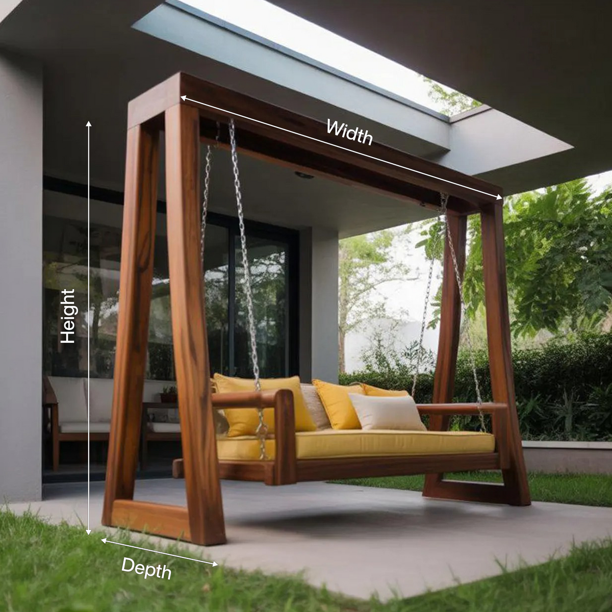 Contemporary Solid Wood A-Frame Outdoor Swing Bench for Patio - view 8