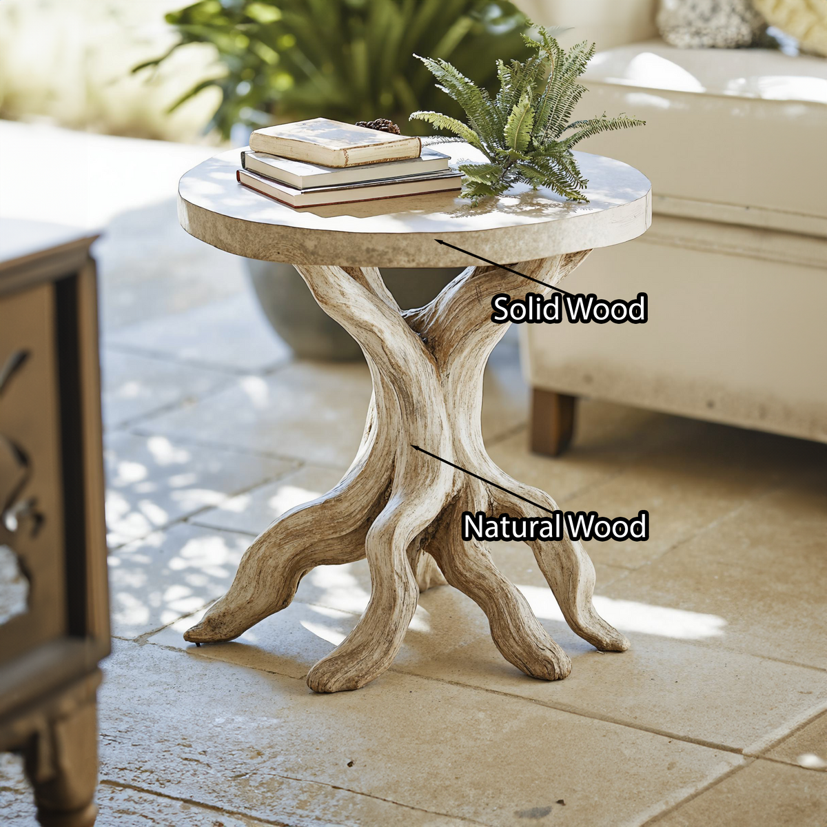 Farmhouse Live Edge End Table in Natural Solid Wood - view 3