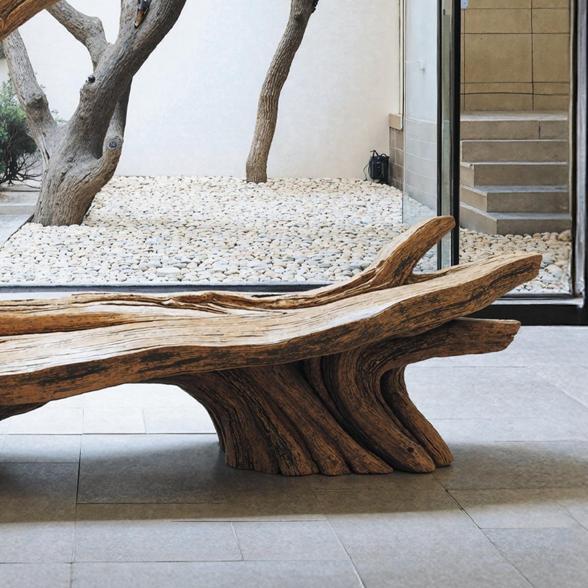 Hand-Sculpted Live Edge Branch Bench for Patio or Entryway - view 4