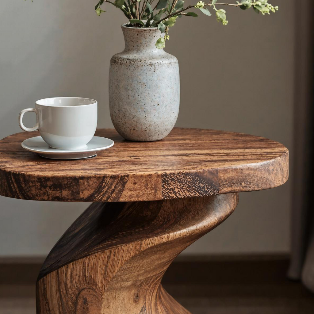 Handcrafted Natural Wood End Table with Oil and Wax Finish - view 3