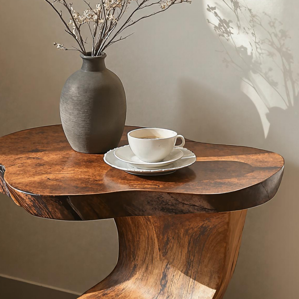 Modern Solid Wood End Table with Wax and Oil Finish - view 4