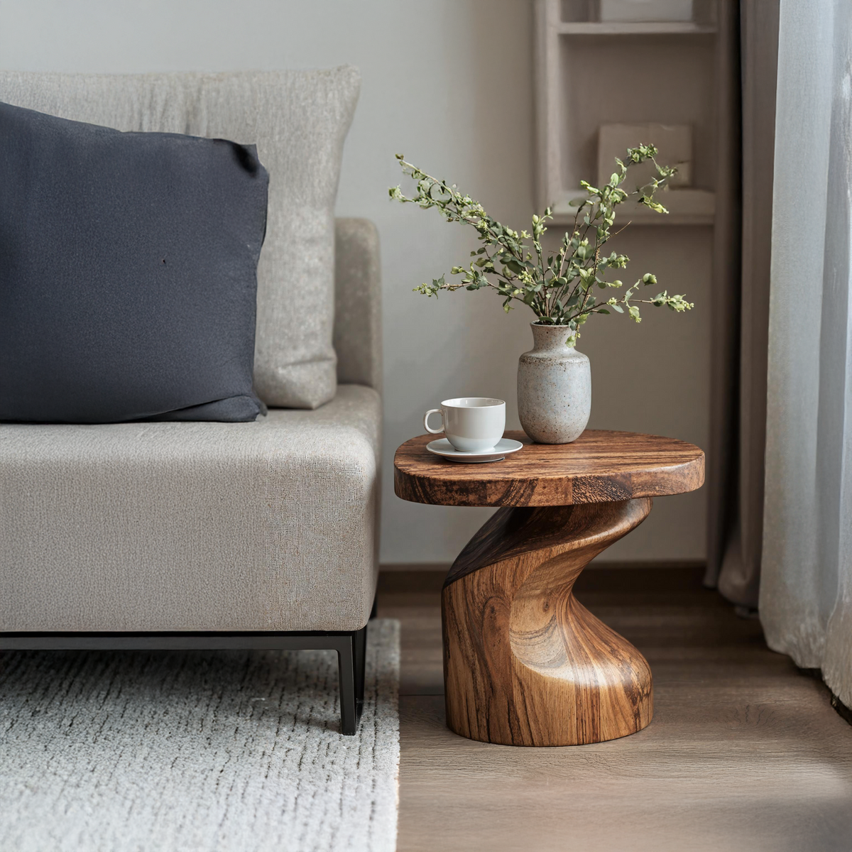 Handcrafted Natural Wood End Table with Oil and Wax Finish - view 2