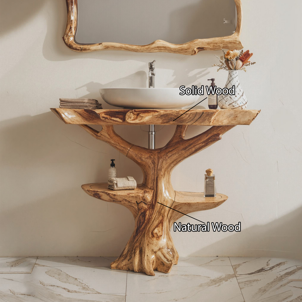 Reclaimed Wood Live Edge Bathroom Vanity in Farmhouse Style - view 9
