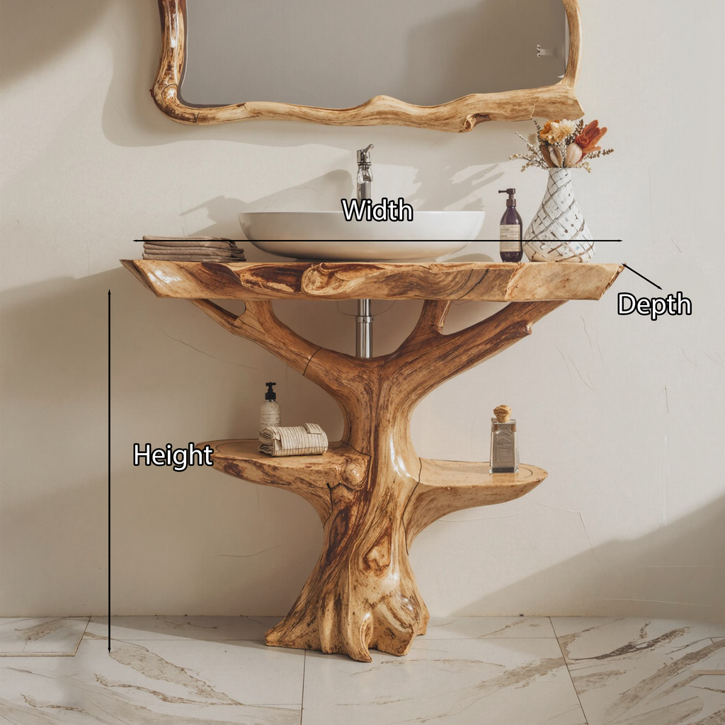 Reclaimed Wood Live Edge Bathroom Vanity in Farmhouse Style - view 10