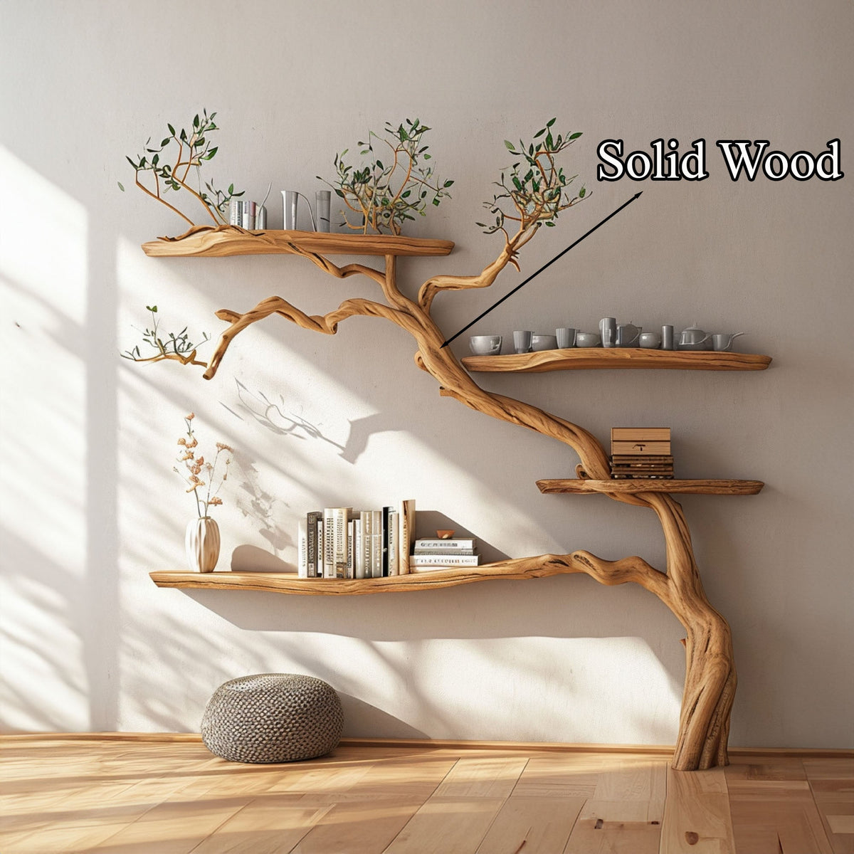 Tree Branch Floating Shelves Montessori Wall Mount Bookshelf - view 3