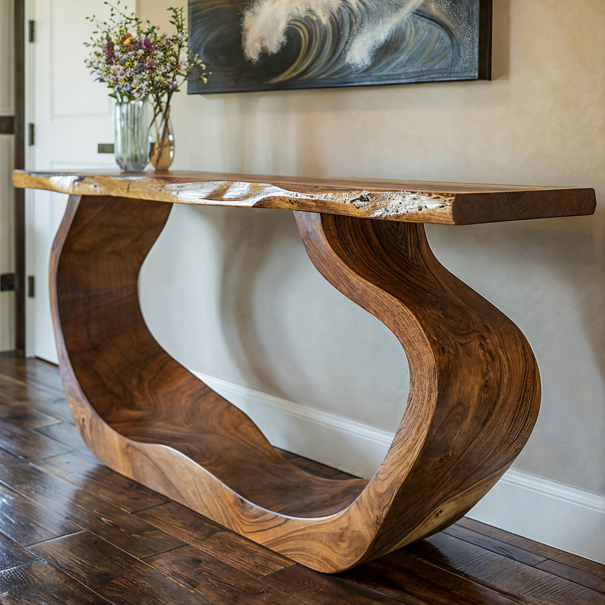 Solid Wood Entryway Console Table with Clean Modern Lines - view 2