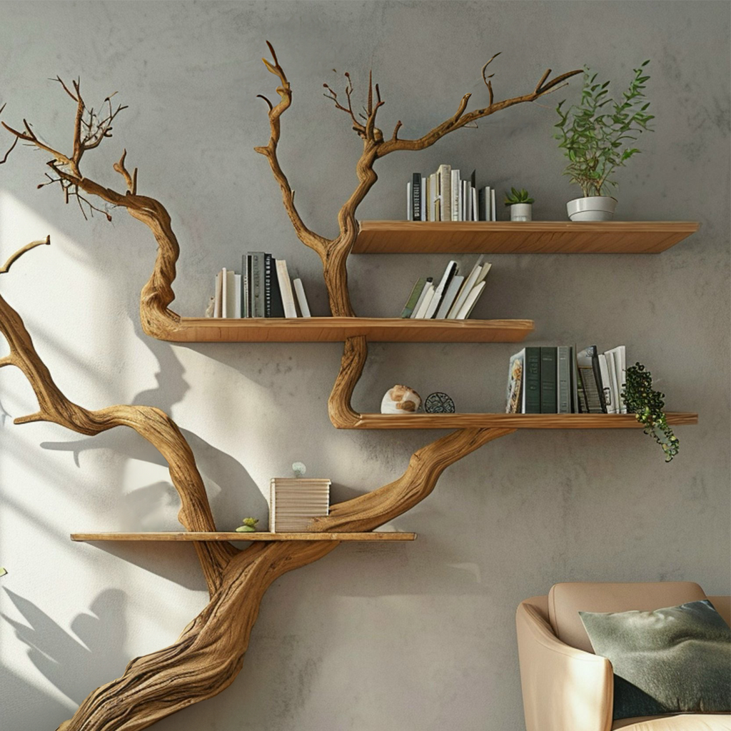Tree Branch Wall Mounted Floating Bookshelf 80 x 80 Inch - view 4
