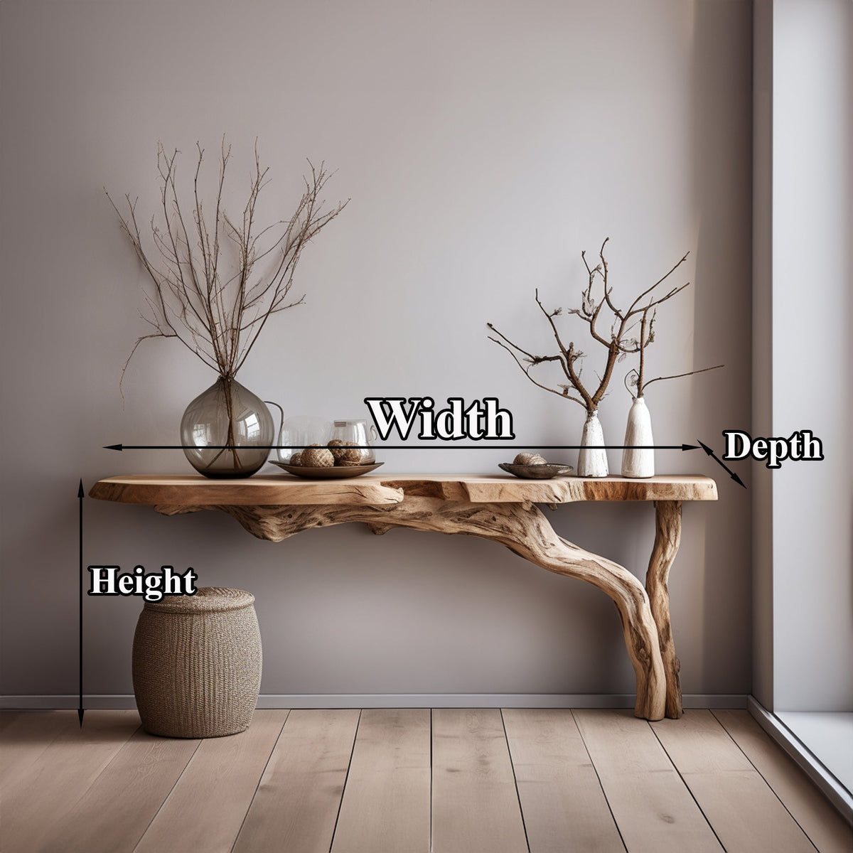 Rustic Live Edge Solid Wood Side Console for Modern Spaces - view 6