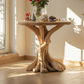Rustic Solid Wood Live Edge End Table with Natural Wax Finish