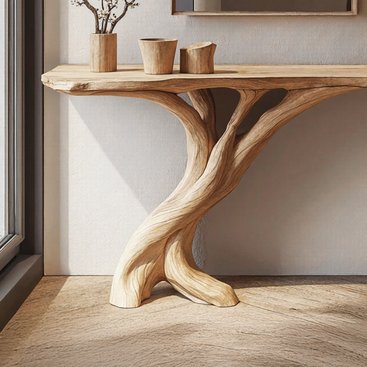 Narrow Natural Wood Console Table for Hallway and Entry - view 3
