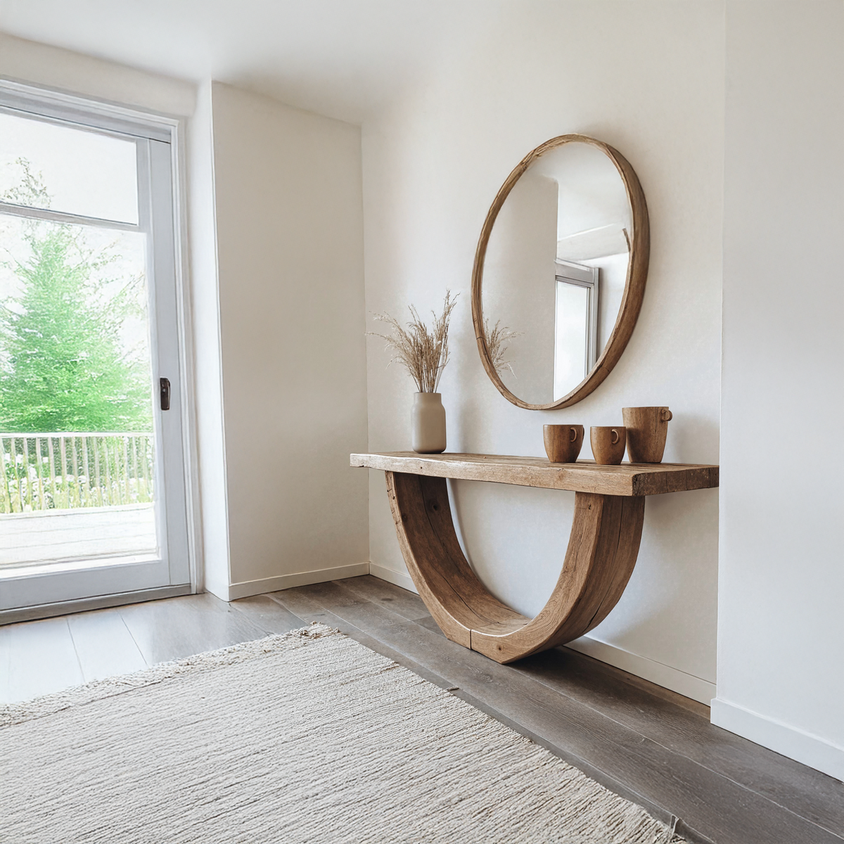 Narrow Live Edge Solid Wood Console Table in Brown - view 2
